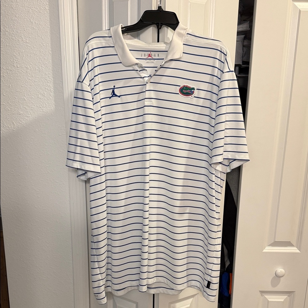 Jordan Men's Polo Shirt with Blue Stripes Gators